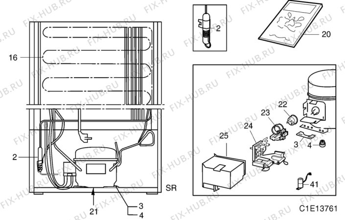 Взрыв-схема холодильника Electrolux EU7706C - Схема узла C10 Cold, users manual